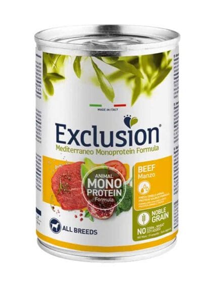 Exclusion Mediterraneo  Monoproteico All Breeds MANZO 400gr
