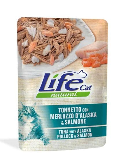 Life Cat Natural Filetti di Tonno con Merluzzo d'Alaska e Salmone 70gr