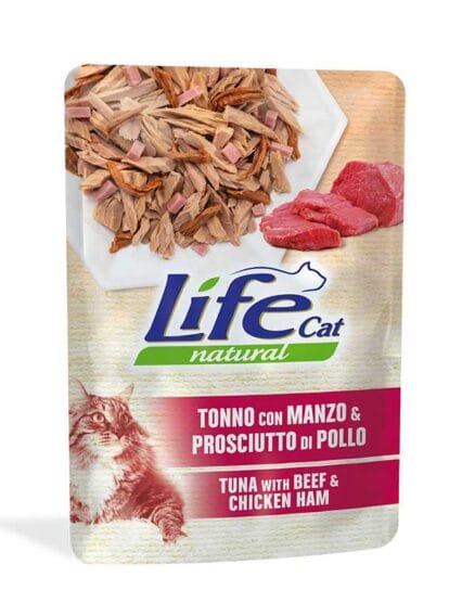 Life Cat Natural Filetti di Tonno con Manzo e Prosciutto di Pollo 70gr