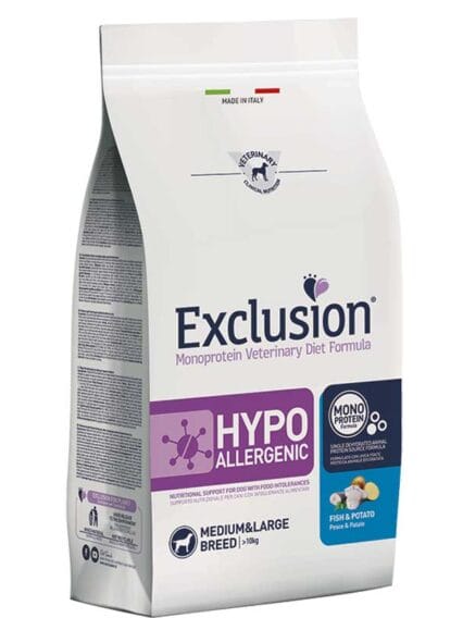 Exclusion Hypo Adult Med e Large Breed Pesce e Patate 2 kg