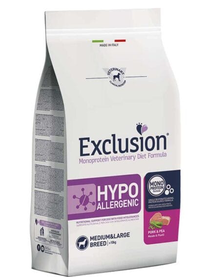 Exclusion Hypoallergenic Adult Medium e Large Breed Maiale e Piselli 2kg