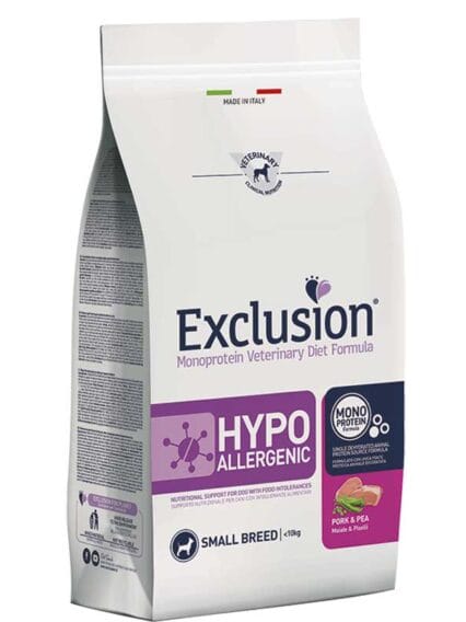 Exclusion Hypoallergenic Adult Small Breed Maiale e Piselli 2kg