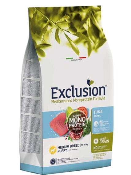 Exclusion Mediterraneo Noble Grain Puppy Medium Croccantini  Tonno 12kg