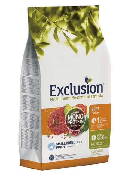 Exclusion Mediterraneo Noble Grain Puppy Small Manzo 500gr