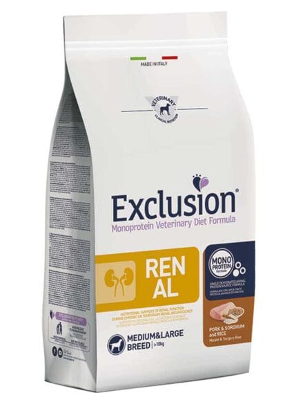 Exclusion Renal Maiale Sorgo e Riso Adult Medium e Large Breed 12kg