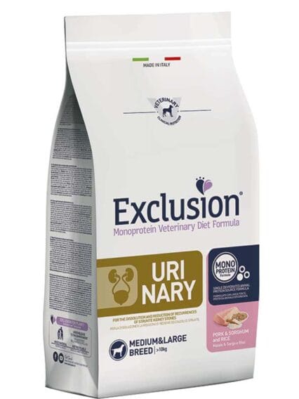 Exclusion Urinary Maiale Sorgo e Riso Adult Medium e Large Breed 12kg