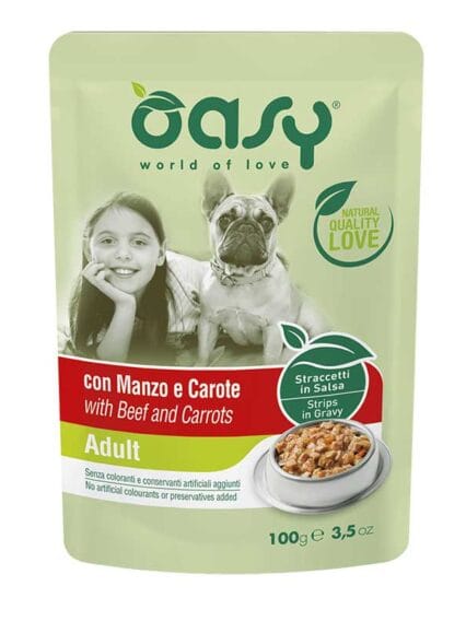 Oasy Straccetti in Salsa Adult con Manzo e Carote 100gr;