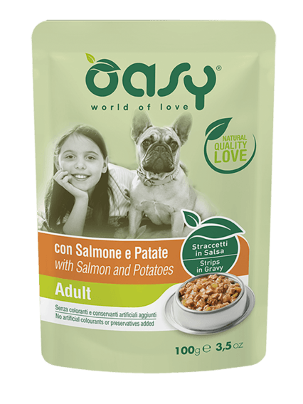 Oasy Straccetti in Salsa Adult con Salmone e Patate 100gr;