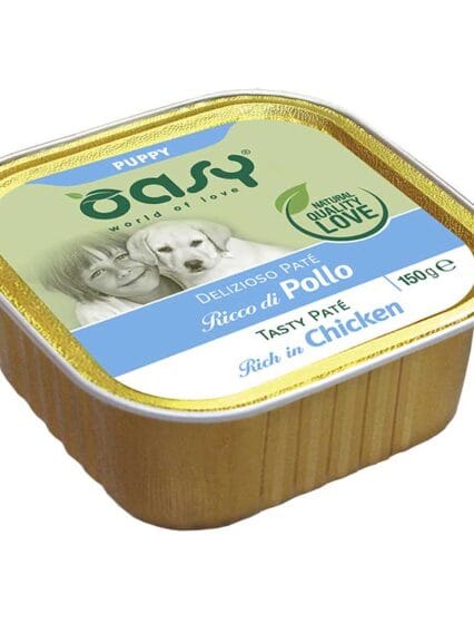 Oasy Delizioso Pat&egrave; Puppy e Junior ricco di Pollo 150gr