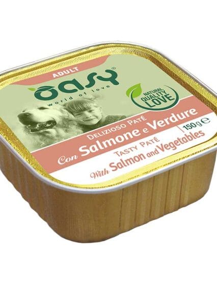 Oasy Delizioso Pat&egrave; Adult ricco di Salmone e Verdure 150gr
