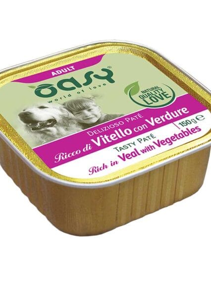Oasy Delizioso Pat&egrave; Adult ricco di Vitello con Verdure 150gr