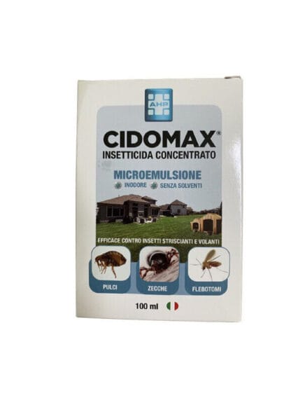 Cidomax insetticida concentrato contro pulci zecche zanzare e flebotomi da 100ml;