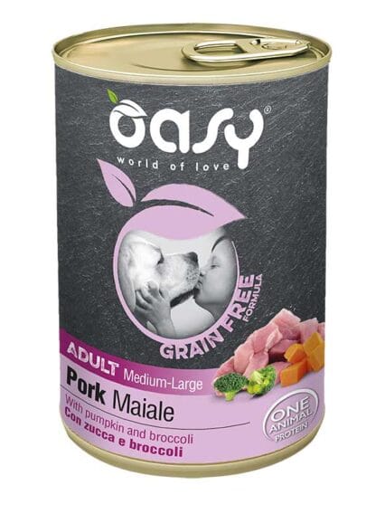 Oasy Grain Free Adult Medium/Large Maiale da 400gr Barattolo Umido Cane