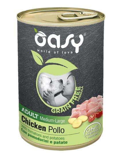 Oasy Grain Free Adult Medium/Large Pollo da 400gr Barattolo Umido Cane