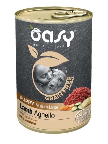 Oasy Grain Free Puppy Medium/Large Agnello da 400gr Barattolo Umido Cane