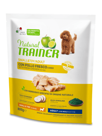Natural Trainer Adult Small e Toy Pollo Fresco e Riso 800gr