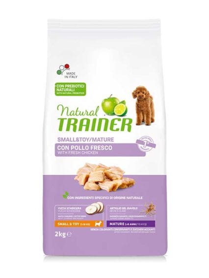 Natural Trainer Mature 8+ Small e Toy con Pollo Fresco e Riso 2kg