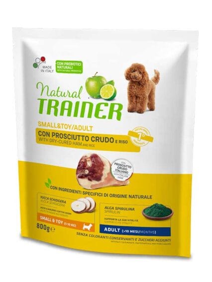 Natural Trainer Adult Small e Toy Prosciutto Crudo e Riso 800gr