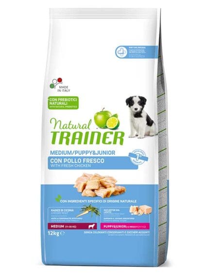 Natural Trainer Medium Puppy e Junior con Pollo Fresco 12kg