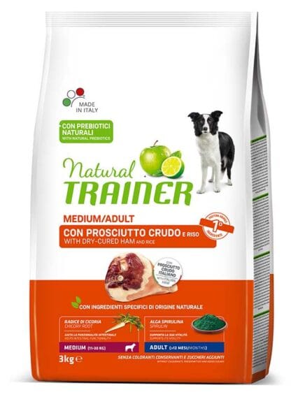 Natural Trainer Medium Adult con Prosciutto Crudo e Riso 3kg