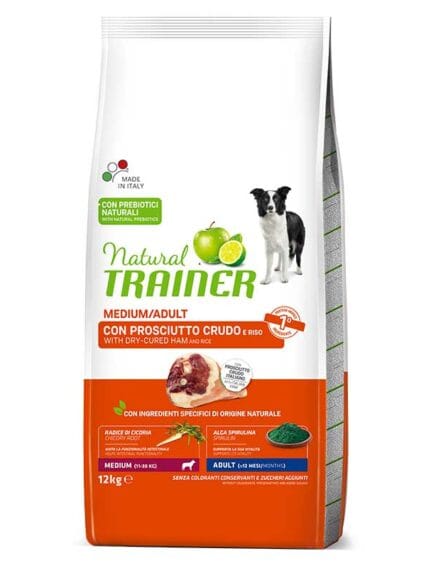 Natural Trainer Medium Adult con Prosciutto Crudo e Riso 12kg