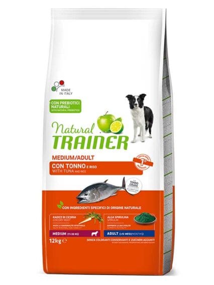 Natural Trainer Medium Adult con Tonno Fresco e Riso 12kg