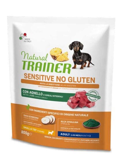 Natural Trainer No Gluten Adult Small e Toy con Agnello e Cereali Integrali da 800gr