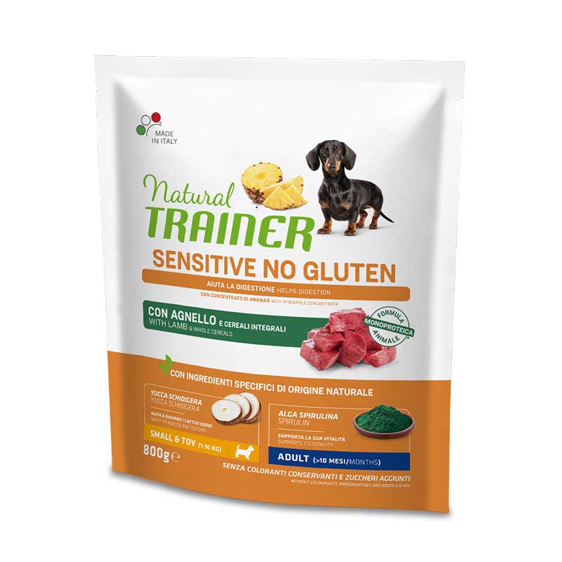 Natural Trainer No Gluten Adult Small e Toy con Agnello e Cereali Integrali da 800gr