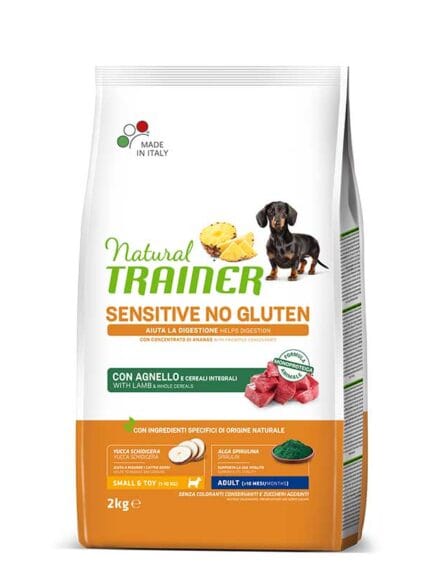 Natural Trainer No Gluten Adult Small e Toy con Agnello e Cereali Integrali da 2kg
