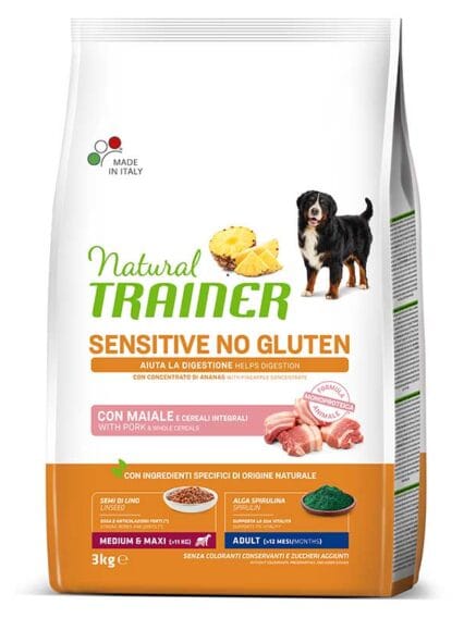 Natural Trainer Adult Med e Maxy con Maiale e Cereali Integrali da 3kg