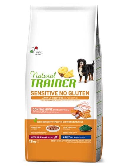 Natural Trainer Adult Med e Maxy con Salmone e Cereali Integrali da 12kg