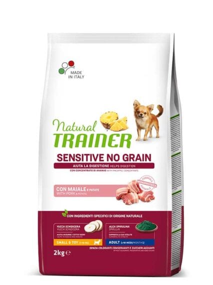 Natural Trainer No Grain Small e Toy Adult Maiale 2kg