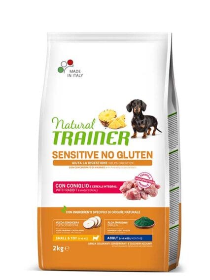 Natural Trainer No Gluten Adult Small e Toy con Coniglio e Cereali Integrali da 2kg