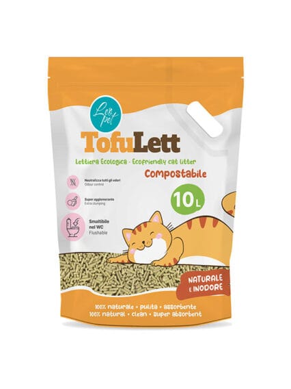 LeoPet TOFULETT! lettiera al tofu agglomerante da 10 LT