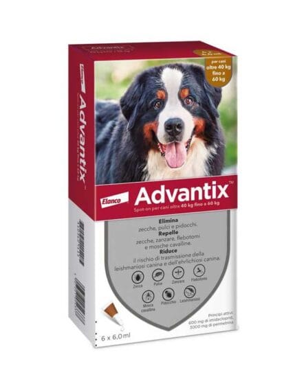Advantix Spot on 6 fialette Antiparassitario per cani oltre 40 kg fino a 60 kg