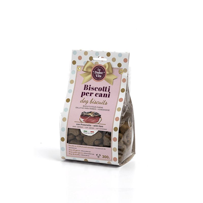 Biscotti Artigianali La Dolce Vita per cani al gusto di Prosciutto Crudo 300gr