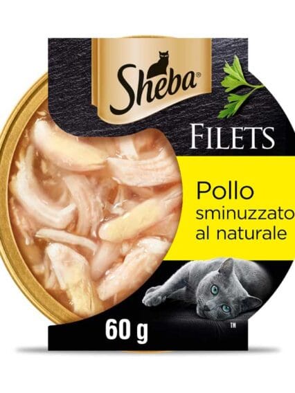 Sheba Filets 16 x 60gr  Cibo Umido per gatti con Pollo  BOX da 16 vaschette da 60g ognuna