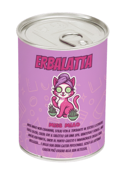 Miss Miao Erbalatta – Kit erba gatta da coltivare in barattolo per gatti fashion x5 semine